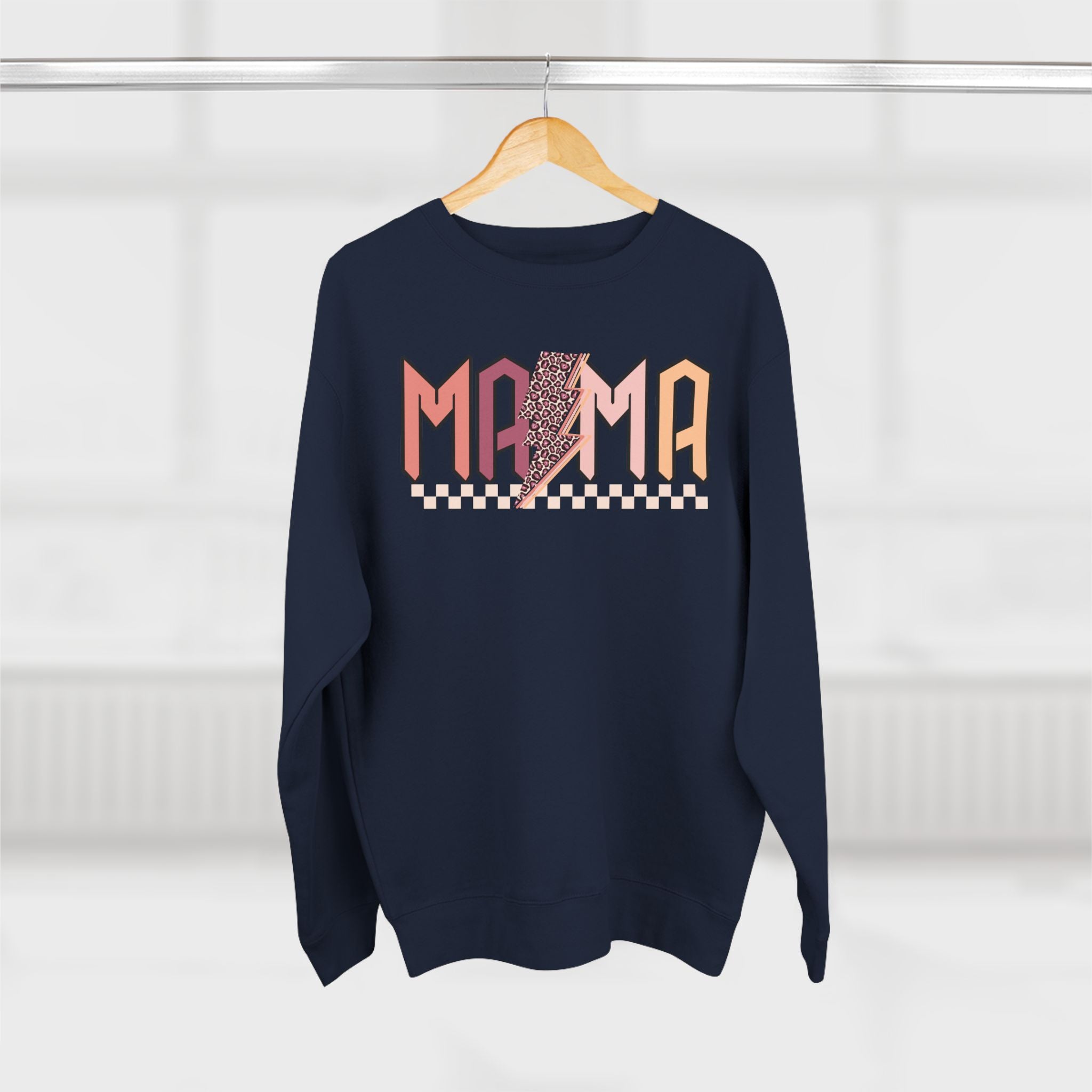 Mama Retro Crewneck Sweatshirt — Vintage Checkerboard Mom Graphic