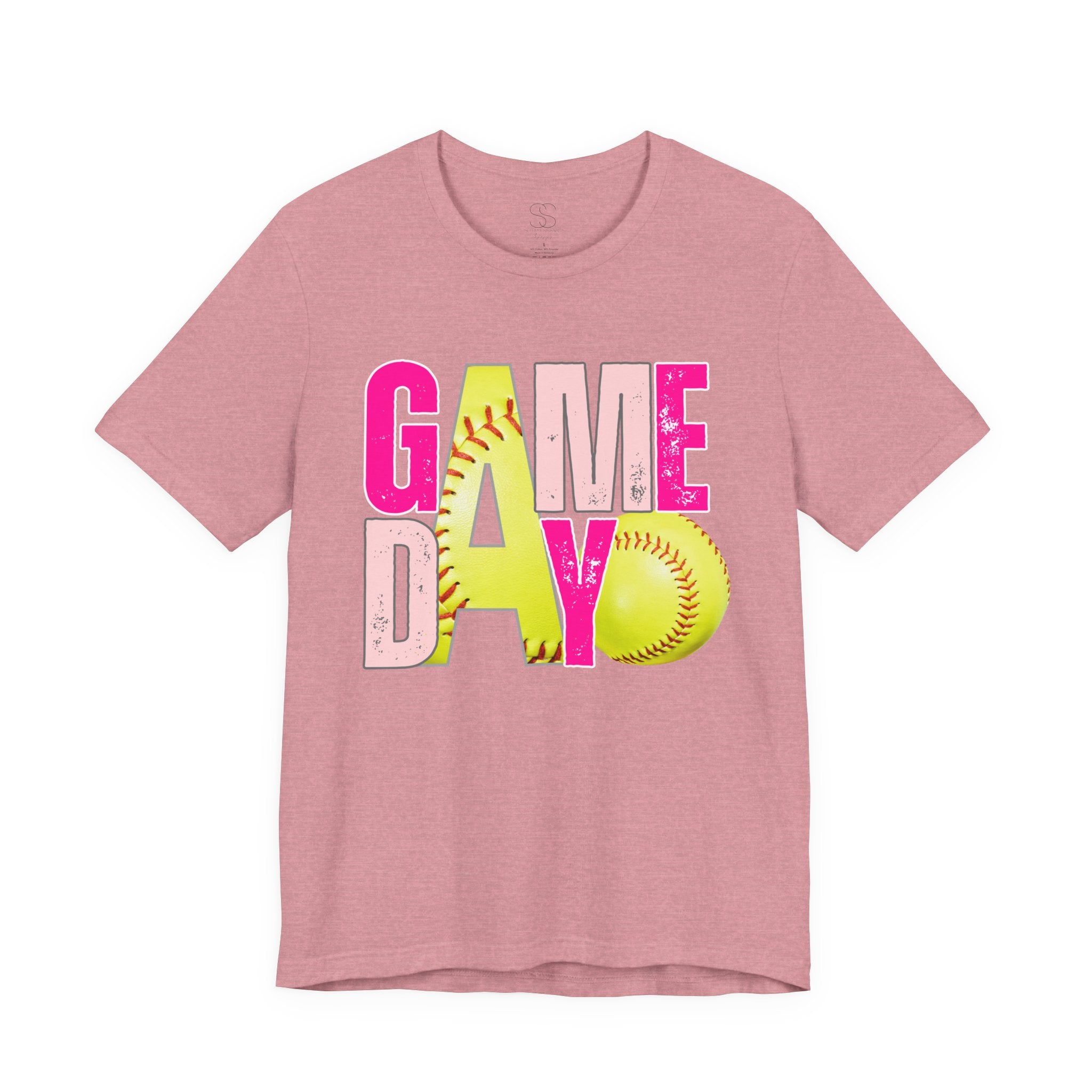 Game Day Softball T-Shirt – Bright Pink & Yellow Softball Graphic Tee
