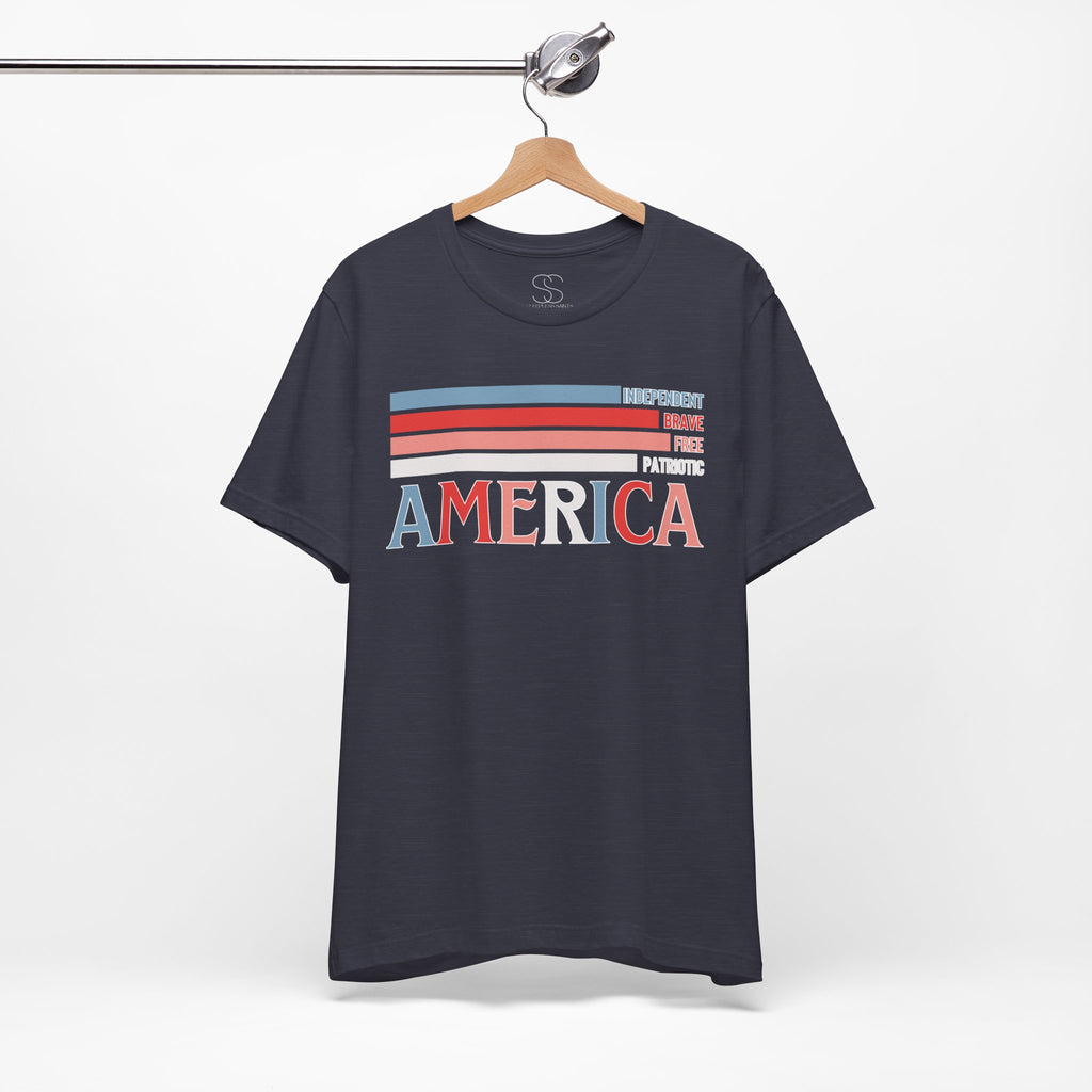 America Patriotic T-Shirt – Retro Stars & Stripes Graphic Tee