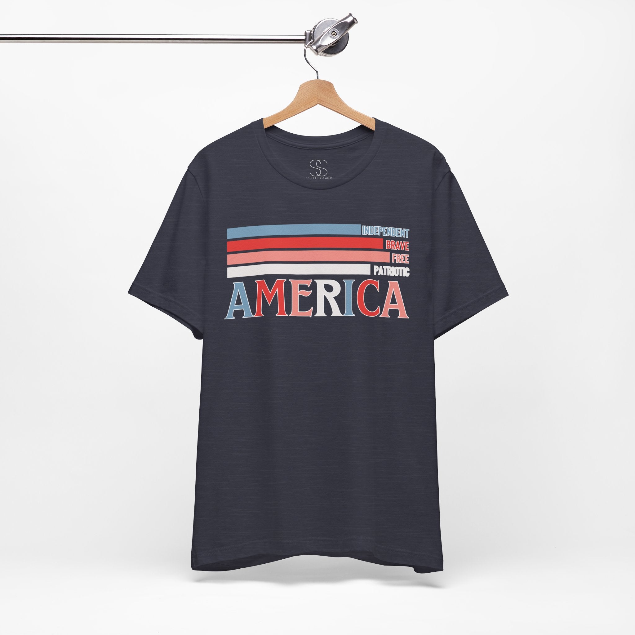 America Patriotic T-Shirt – Retro Stars & Stripes Graphic Tee