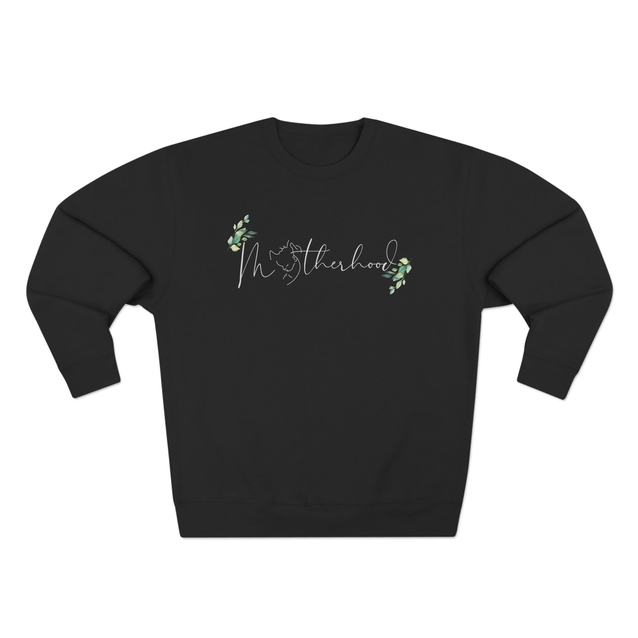 Motherhood Script Sweatshirt — Floral Eucalyptus Mom Crewneck