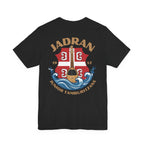 Jadran Junior Tamburitzans Adult T‑Shirt - Tan Lettering & Serbian Logo