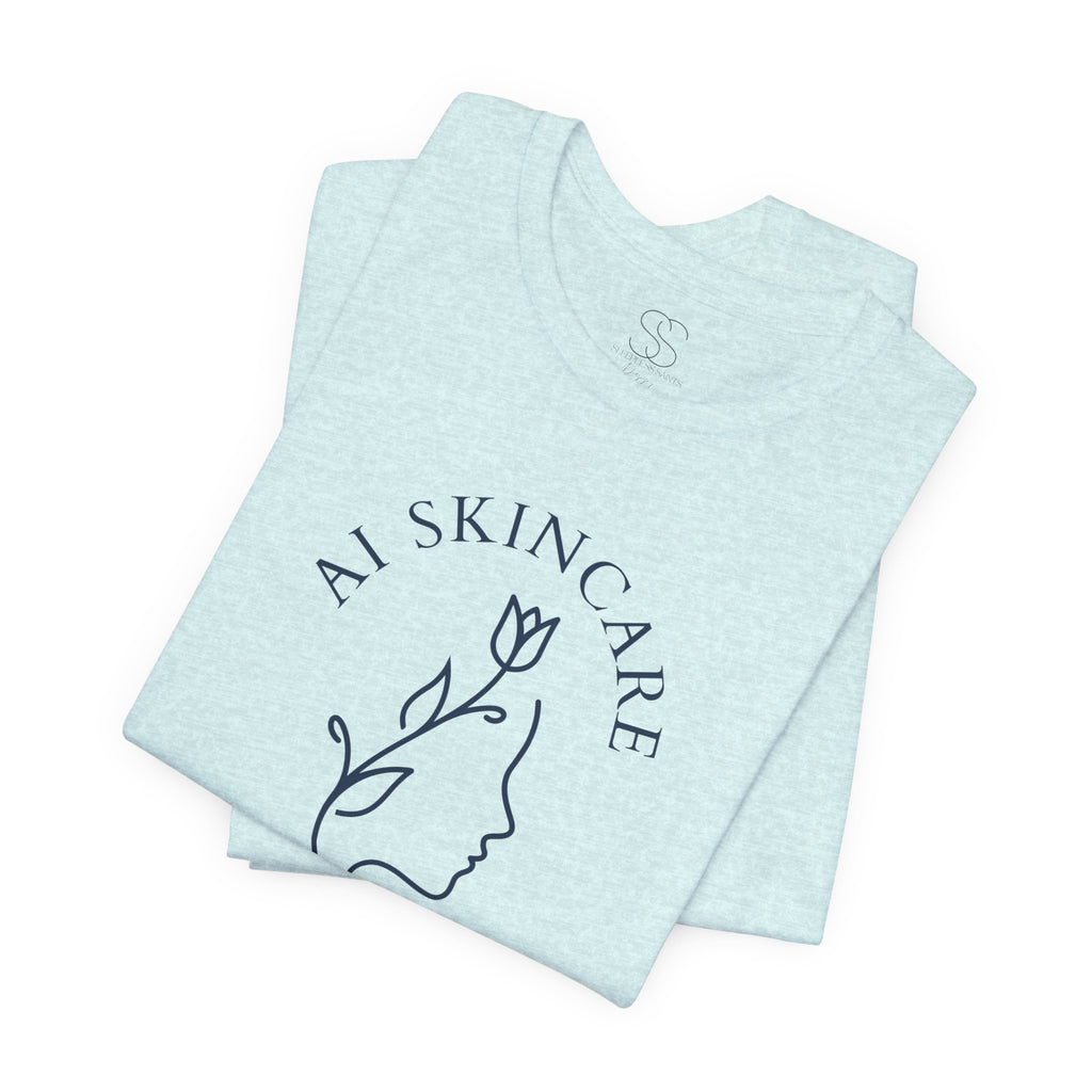 Skincare Logo Tee — AI Skincare Minimalist Floral Face T-Shirt
