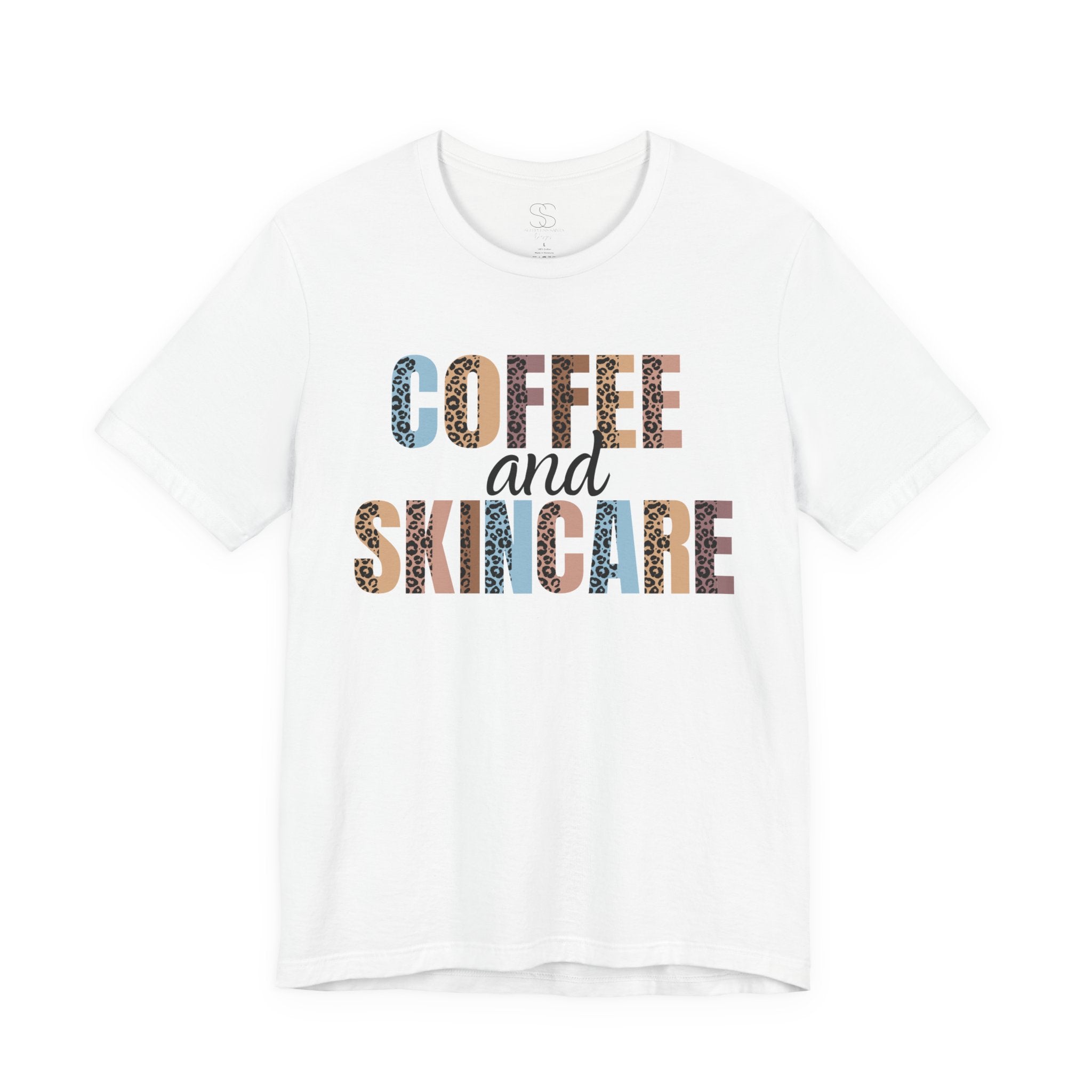 Coffee and Skincare Tee — Animal Pattern Graphic T-Shirt for Beauty Lovers