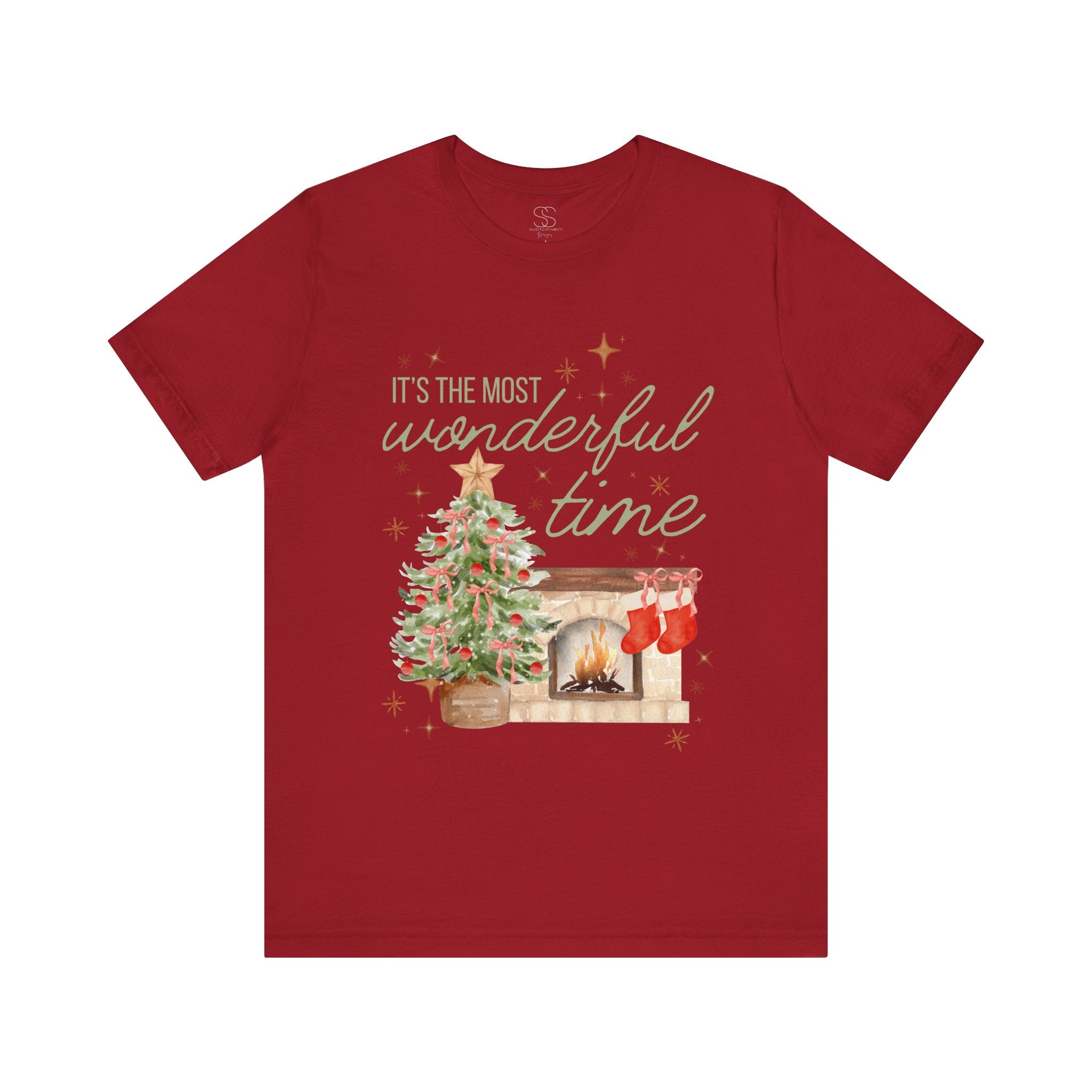 It's the Most Wonderful Time Christmas T-Shirt — Holiday Tree & Fireplace Tee