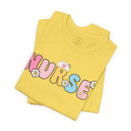Nurse Floral Bubble Letter T-Shirt — Cute Pastel Tee