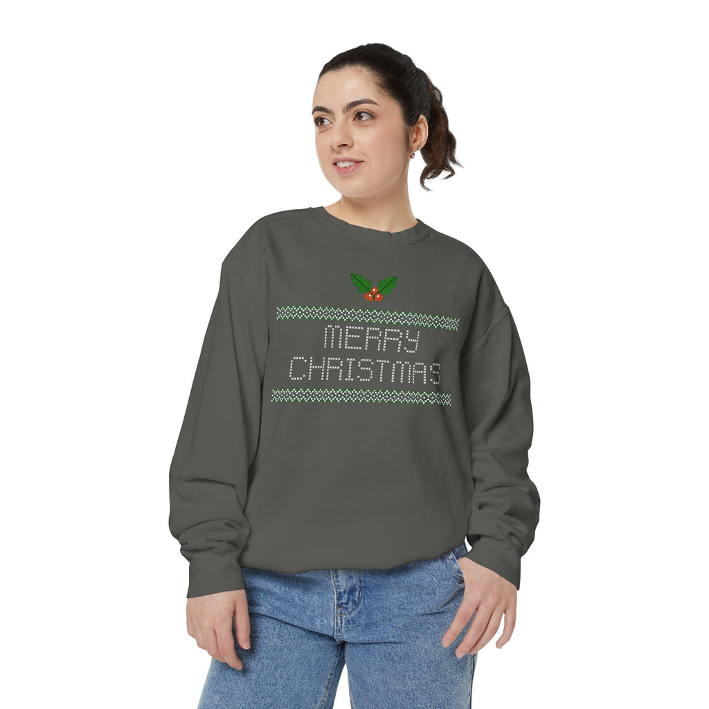 Merry Christmas Stitching Unisex Garment-Dyed Sweatshirt