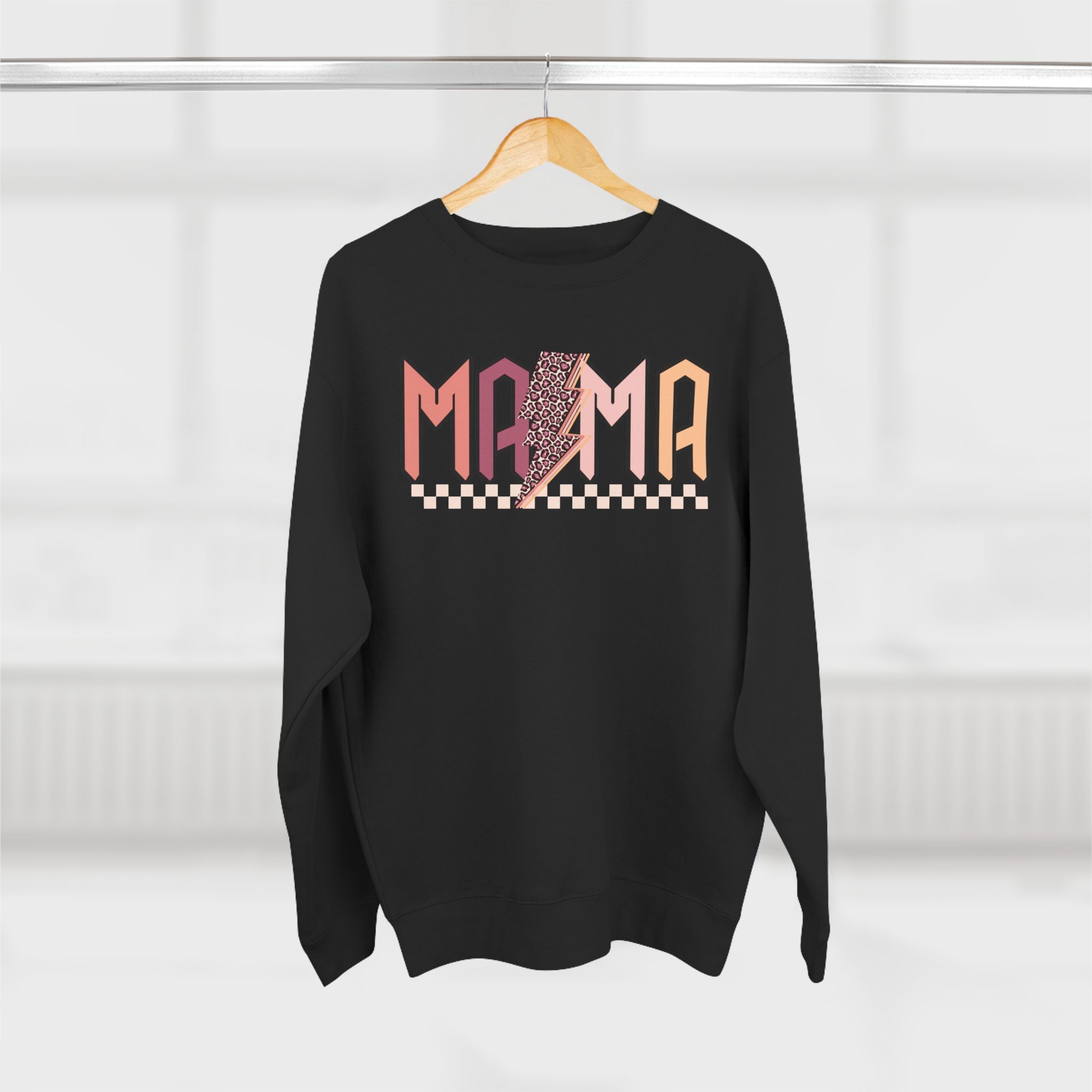 Mama Retro Crewneck Sweatshirt — Vintage Checkerboard Mom Graphic