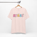 Nurse Floral Bubble Letter T-Shirt — Cute Pastel Tee