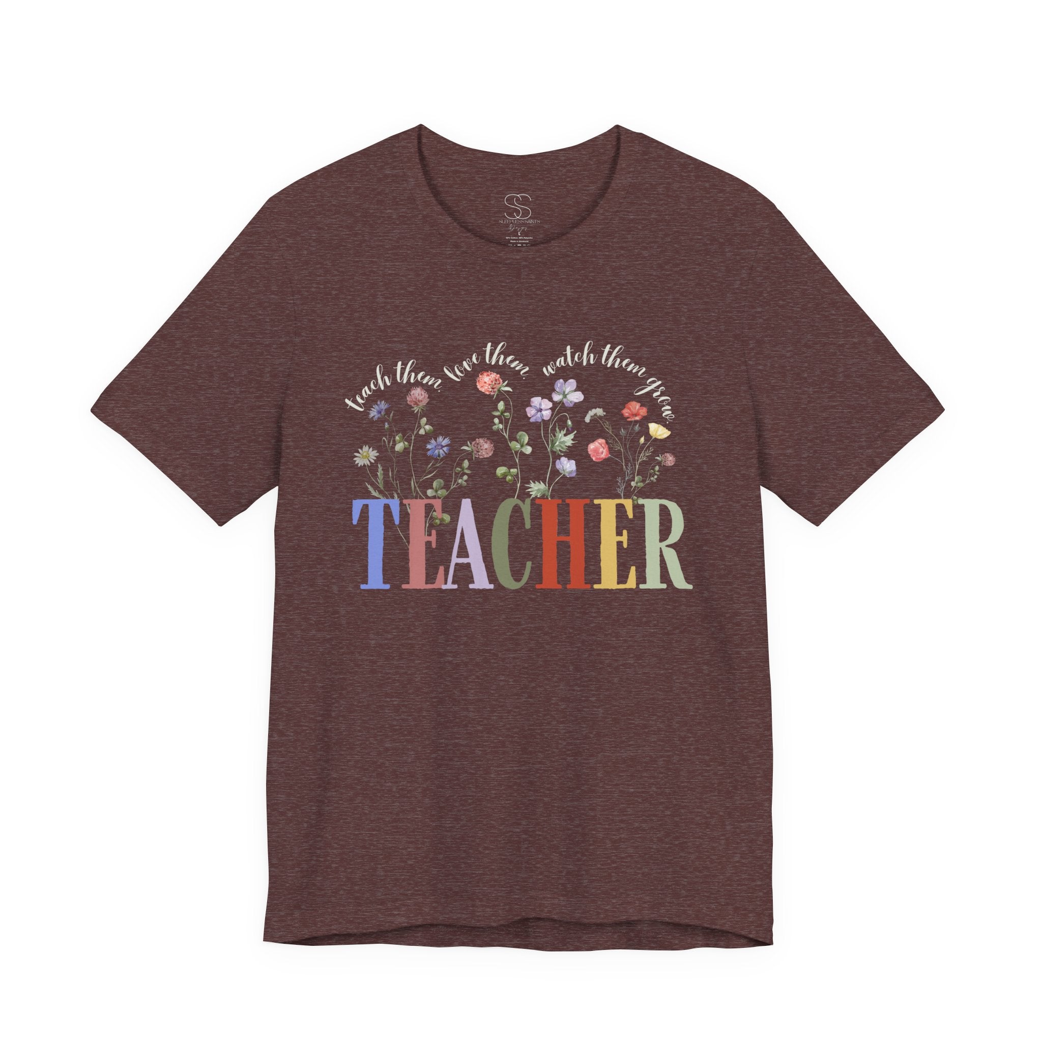 Teacher Floral Tee — 'Teach, Believe, Inspire'