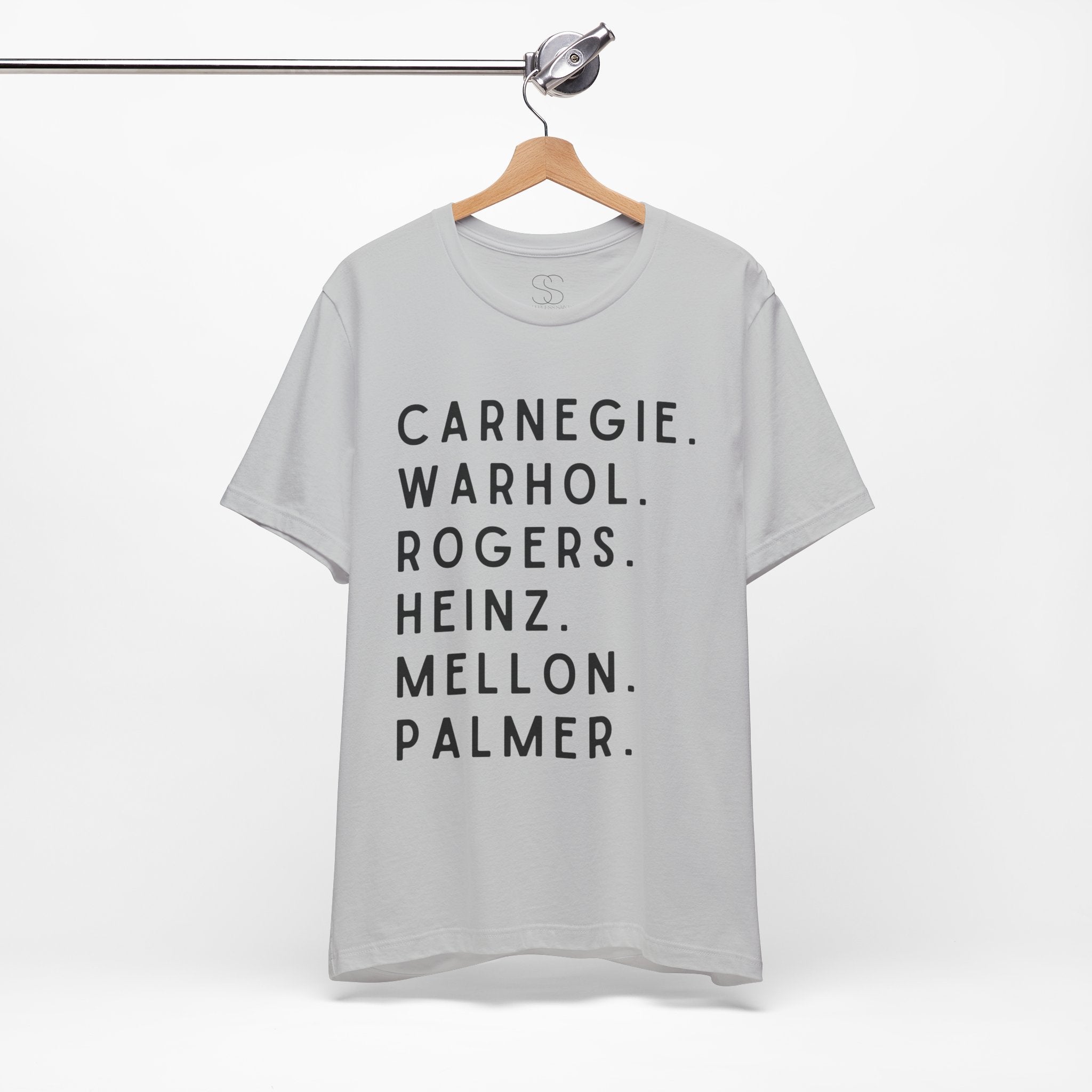 Pittsburgh Names Tee — Carnegie, Warhol, Rogers, Heinz, Mellon, Palmer