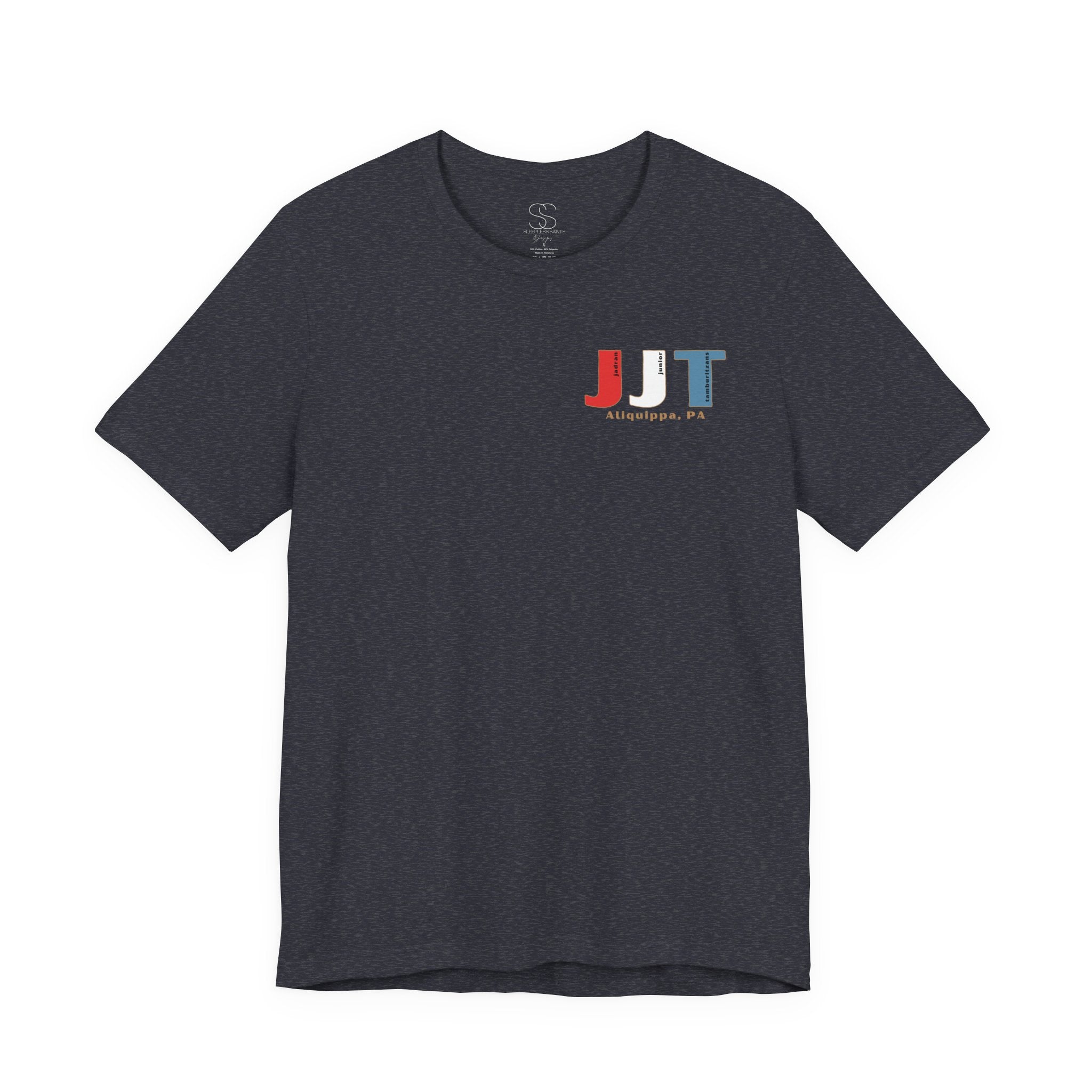 Jadran Junior Tamburitzans Adult T‑Shirt - Tan Lettering & Serbian Logo