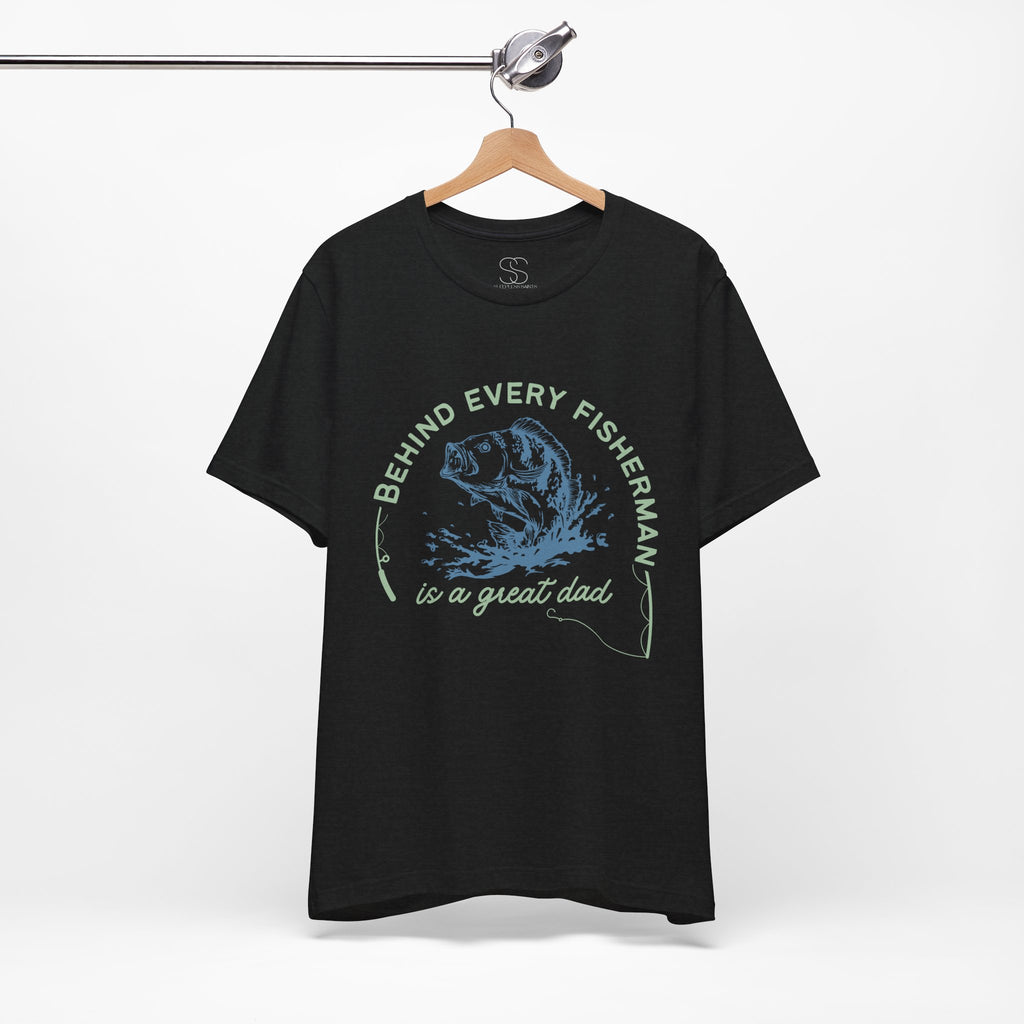 Fishing Dad T-Shirt – “Behind Every Fisherman is a Great Dad” Graphic Tee