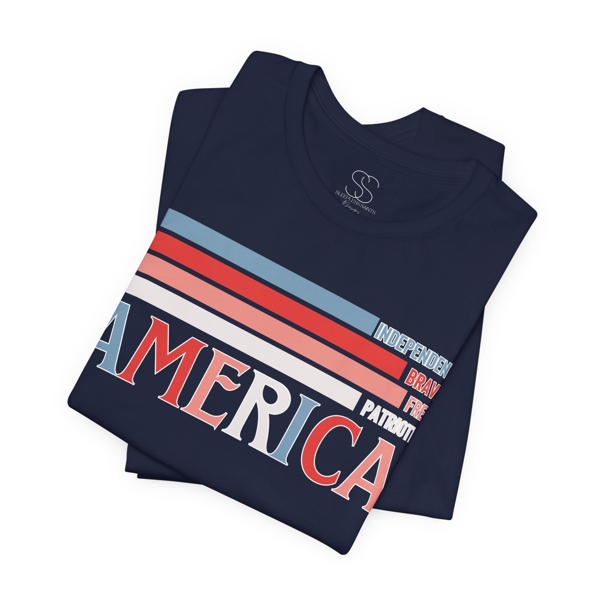 America Patriotic T-Shirt – Retro Stars & Stripes Graphic Tee