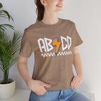 ABCD Lightning Bolt Tee - Retro Racing Checkerboard Graphic T-Shirt