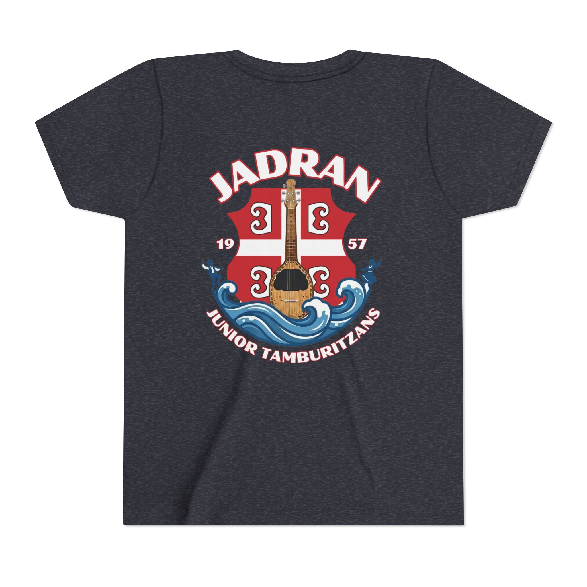 Jadran Junior Tamburitzans Kid Shirt - White and Red Lettering & Serbian Logo