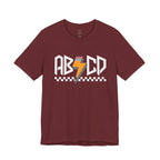 ABCD Lightning Bolt Tee - Retro Racing Checkerboard Graphic T-Shirt