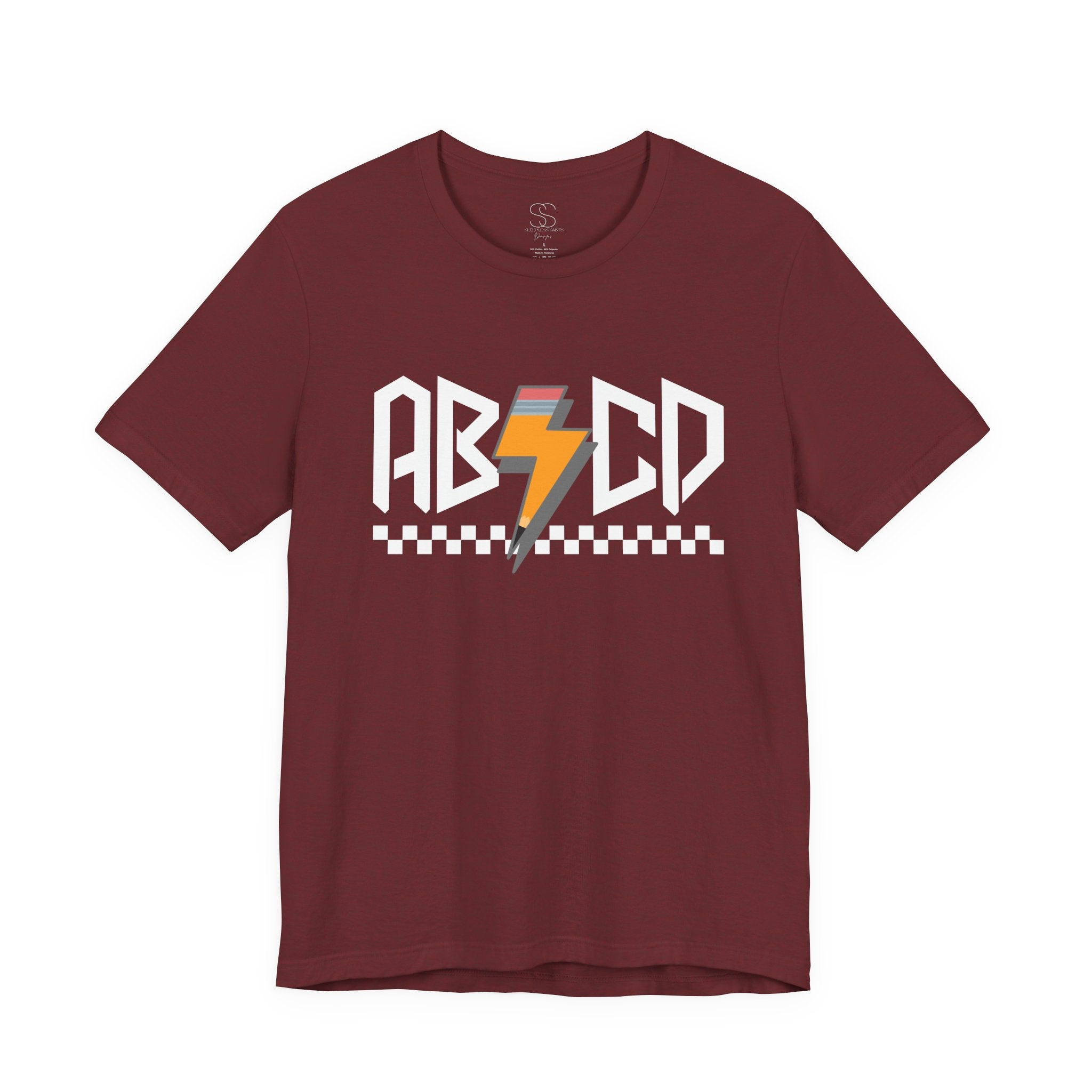 ABCD Lightning Bolt Tee - Retro Racing Checkerboard Graphic T-Shirt
