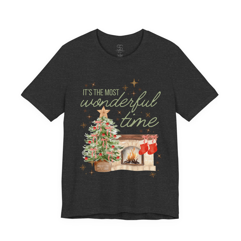 It's the Most Wonderful Time Christmas T-Shirt — Holiday Tree & Fireplace Tee