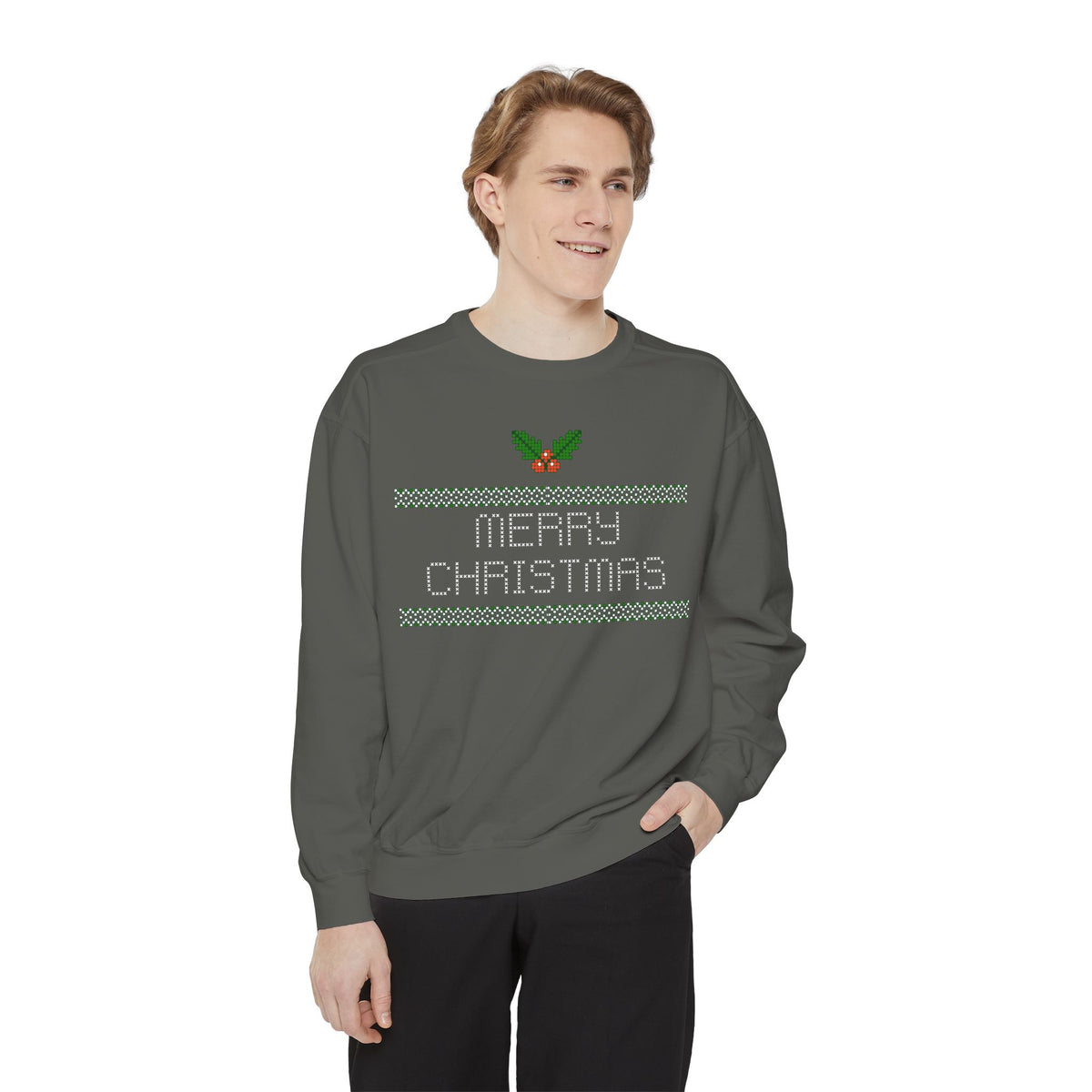 Merry Christmas Stitching Unisex Garment-Dyed Sweatshirt