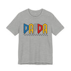 DA DA Retro Checkerboard Graphic Tee — 'DA DA' Colorblock Dad T‑Shirt