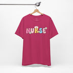Nurse Floral Bubble Letter T-Shirt — Cute Pastel Tee