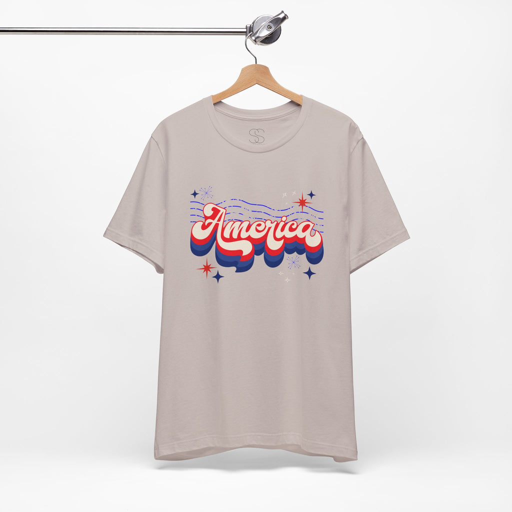 America Retro Graphic Tee - Patriotic 4th of July T-Shirt