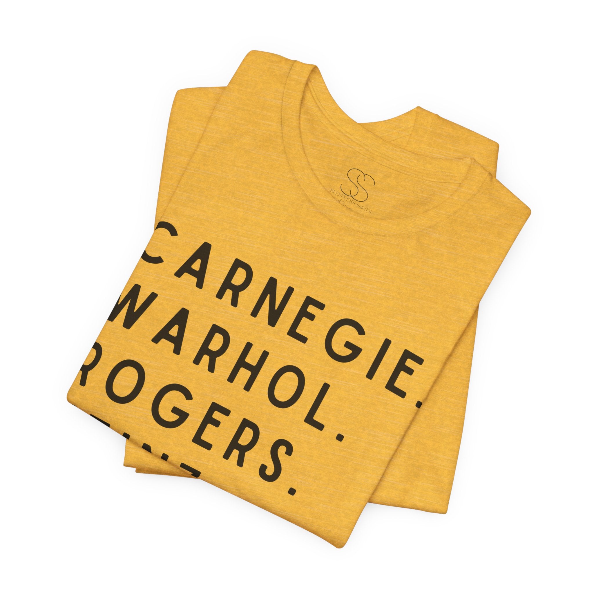 Pittsburgh Names Tee — Carnegie, Warhol, Rogers, Heinz, Mellon, Palmer