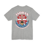 Jadran Junior Tamburitzans Adult T‑Shirt - White and Red Lettering & Serbian Logo