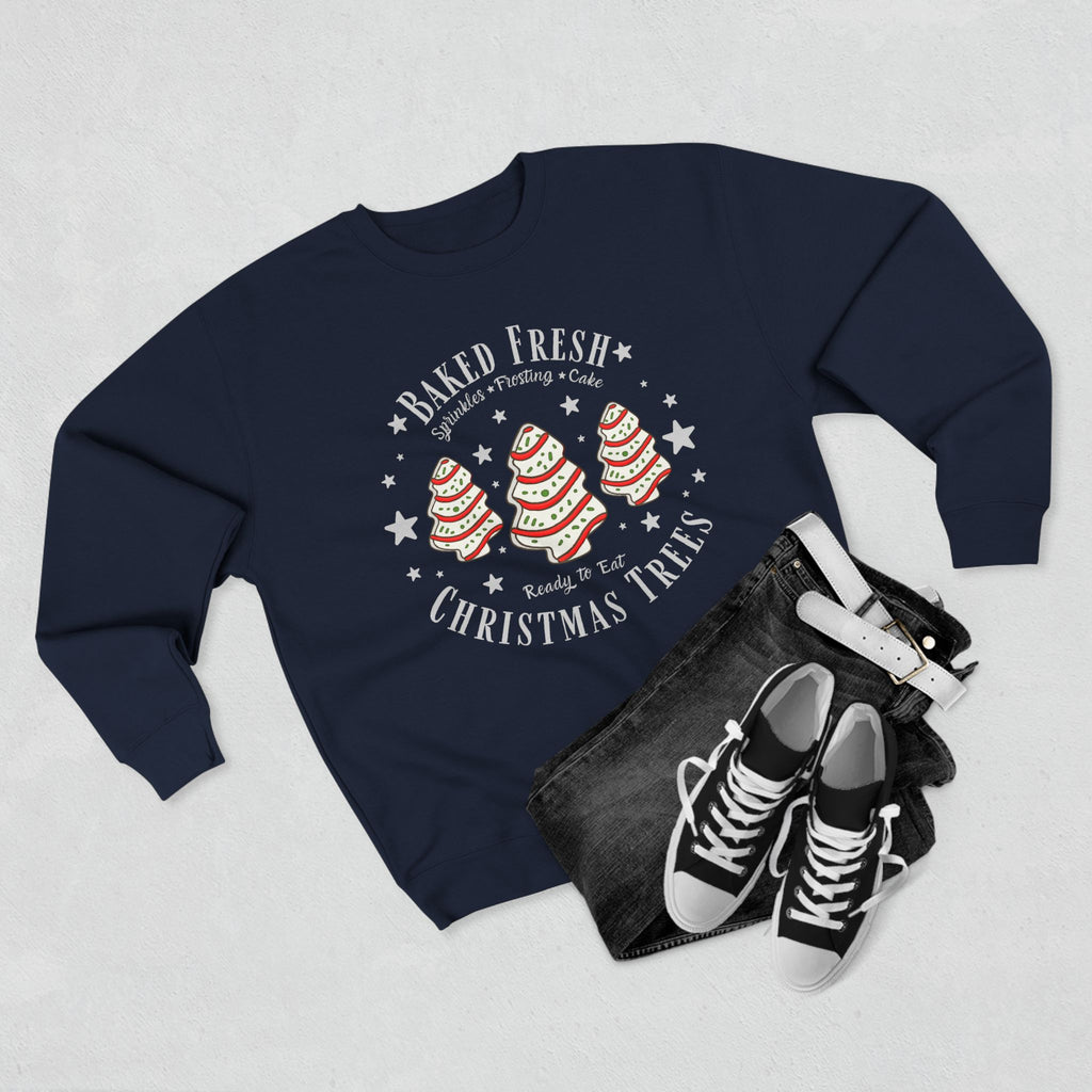 Christmas Tree Trio Crewneck Sweatshirt — Festive Candy Stripe Holiday Pullover