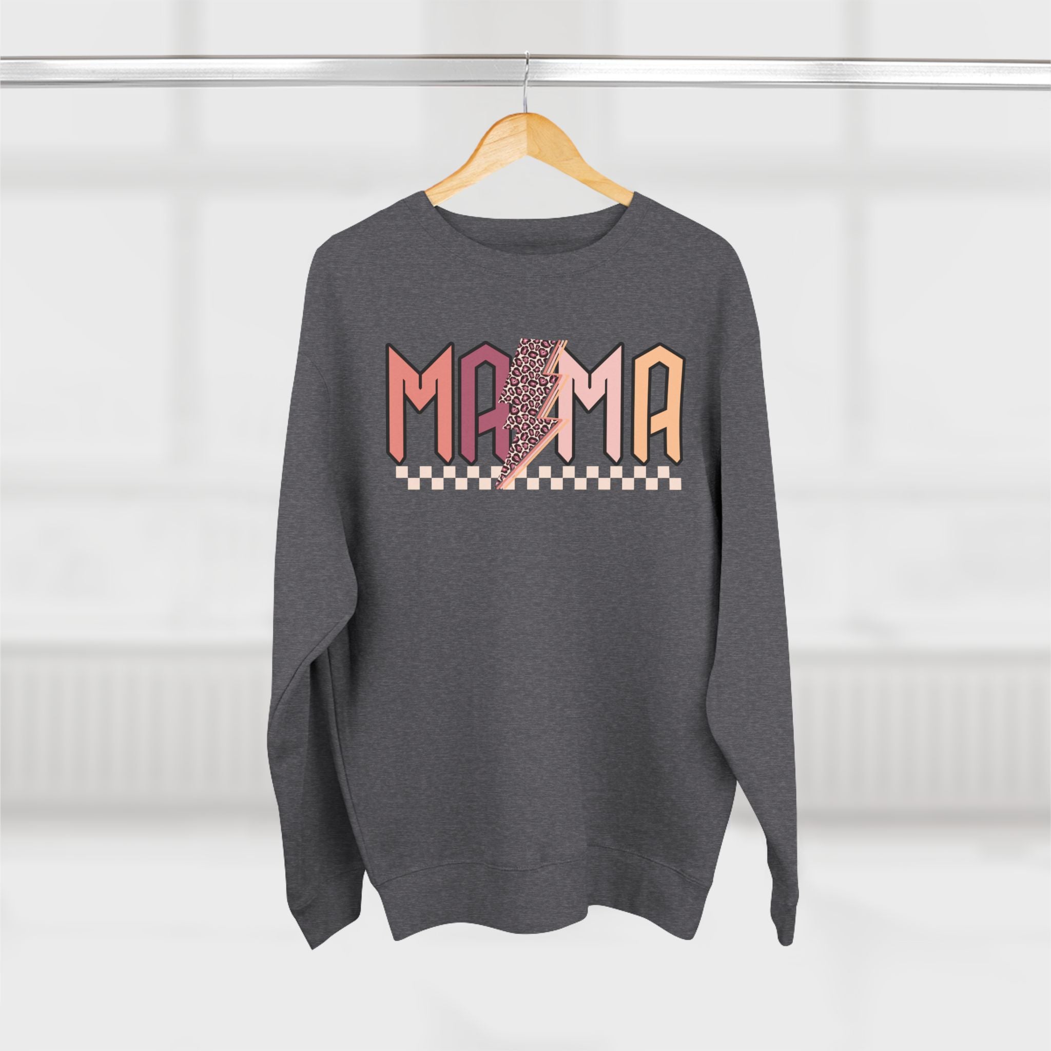 Mama Retro Crewneck Sweatshirt — Vintage Checkerboard Mom Graphic