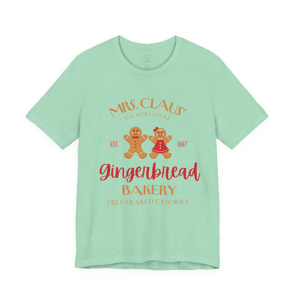 Gingerbread Bakery T‑Shirt – "Mrs. Claus' Gingerbread Bakery" Holiday Tee