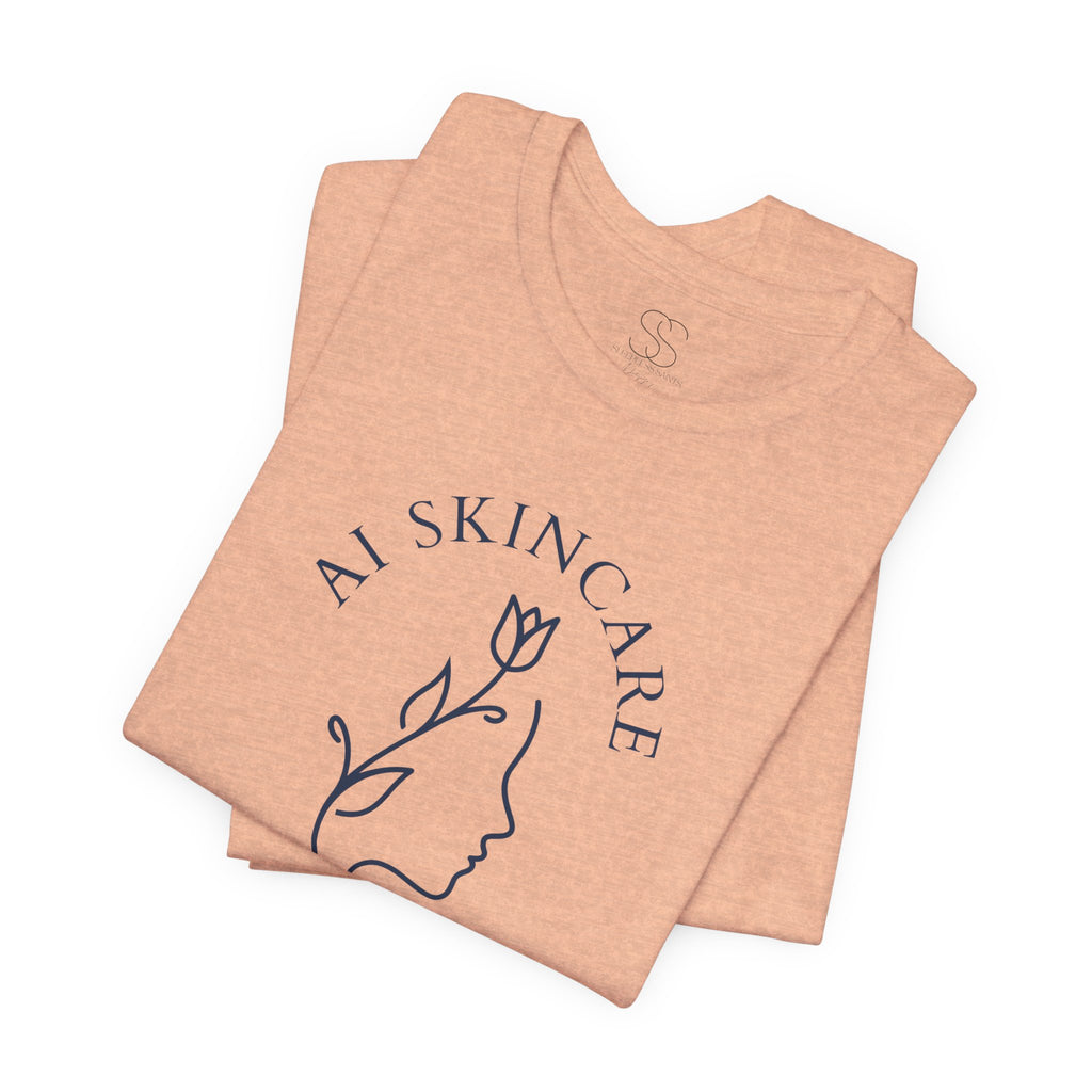 Skincare Logo Tee — AI Skincare Minimalist Floral Face T-Shirt