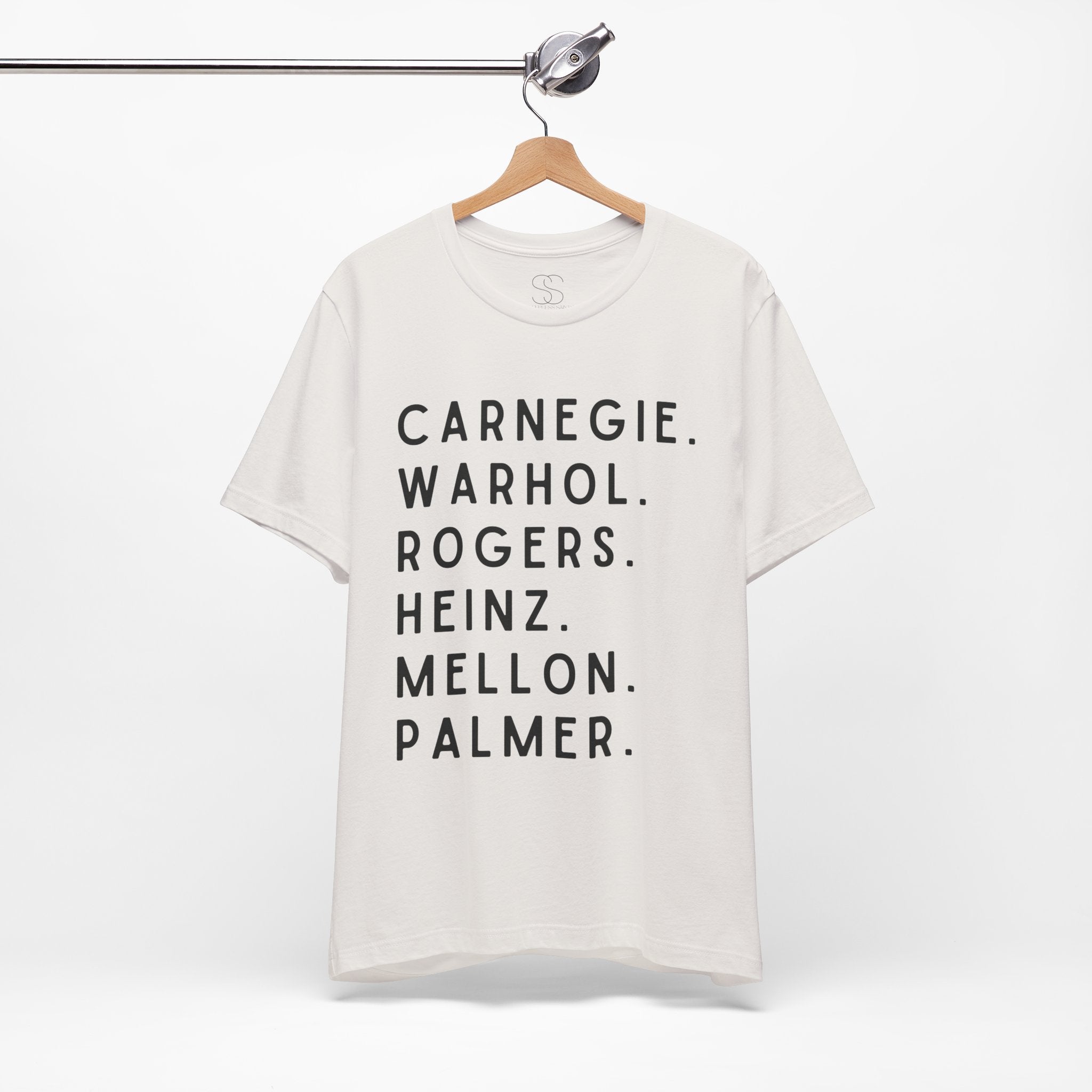 Pittsburgh Names Tee — Carnegie, Warhol, Rogers, Heinz, Mellon, Palmer