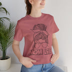 Mom Life Graphic Tee – Casual Motherhood T-Shirt with Messy Bun Design