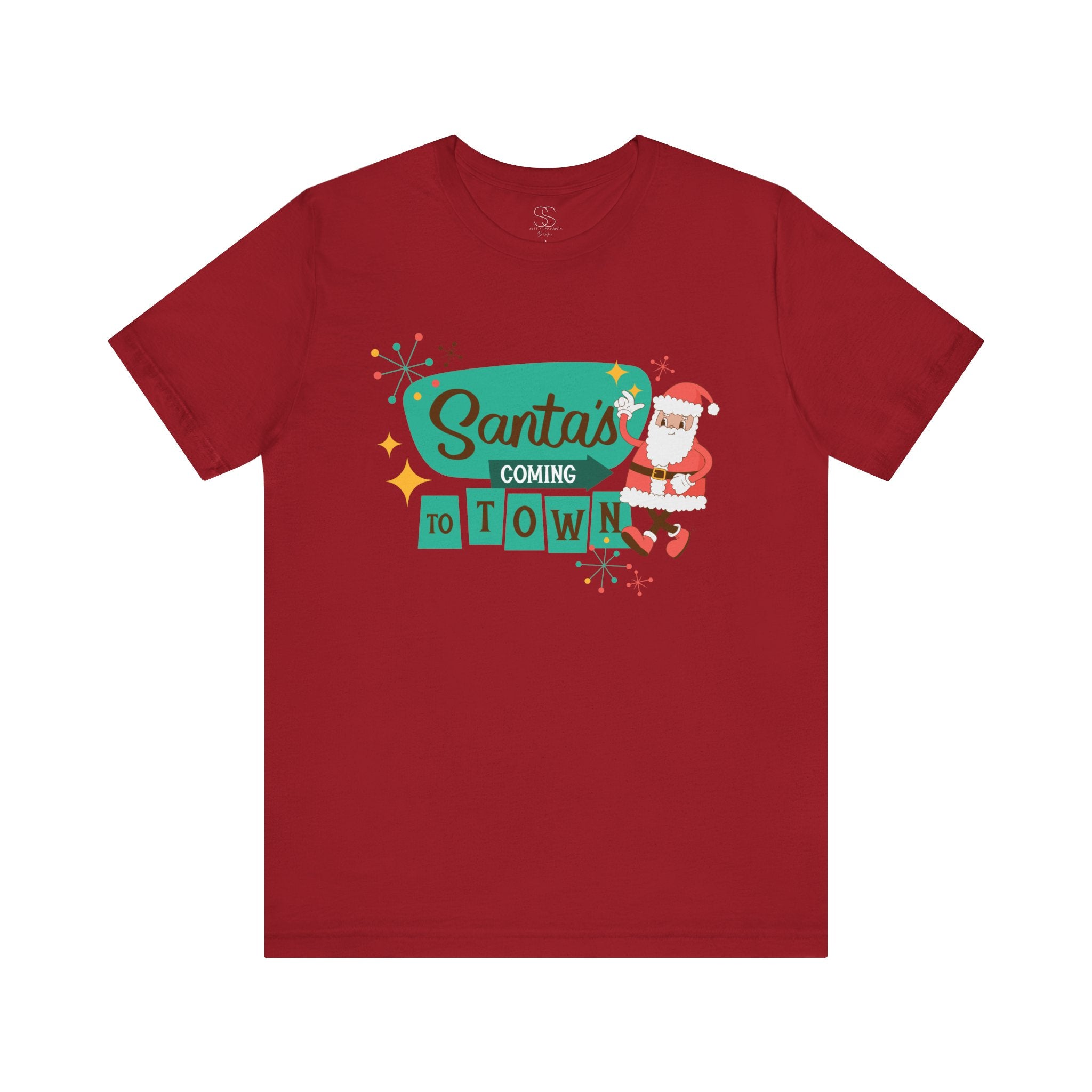 Santa's Coming to Town T-Shirt - Retro Christmas Tee with Santa Graphic