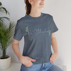 Motherhood Tee — "Motherhood" Script Floral Graphic Short Sleeve Shirt
