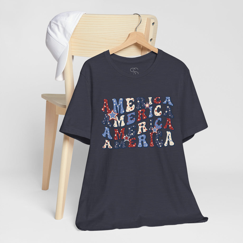 America Retro Adult T-Shirt - Vintage Patriotic 4th of July Tee
