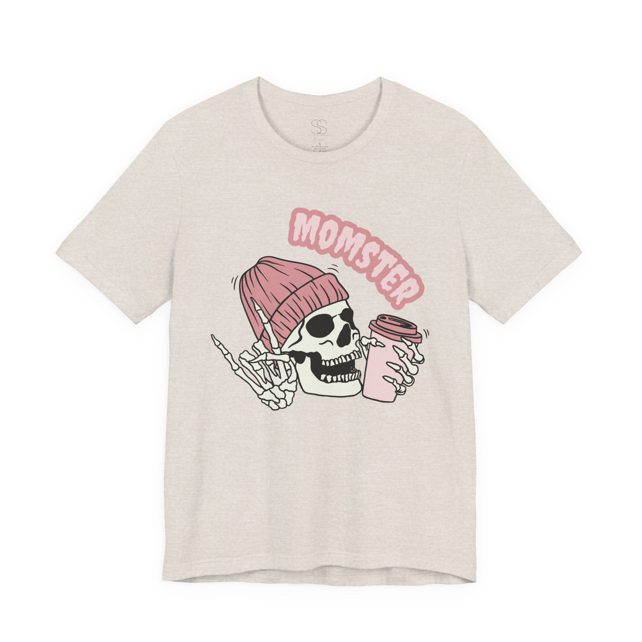 Momster Skull Coffee Tee — Cute Goth Mom T-Shirt