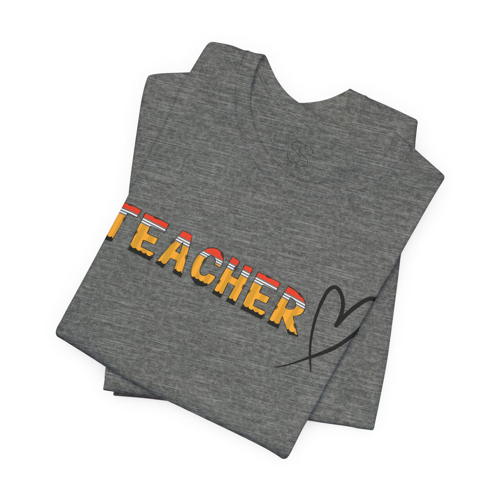Teacher Heart T‑Shirt — Floral Text Back‑to‑School