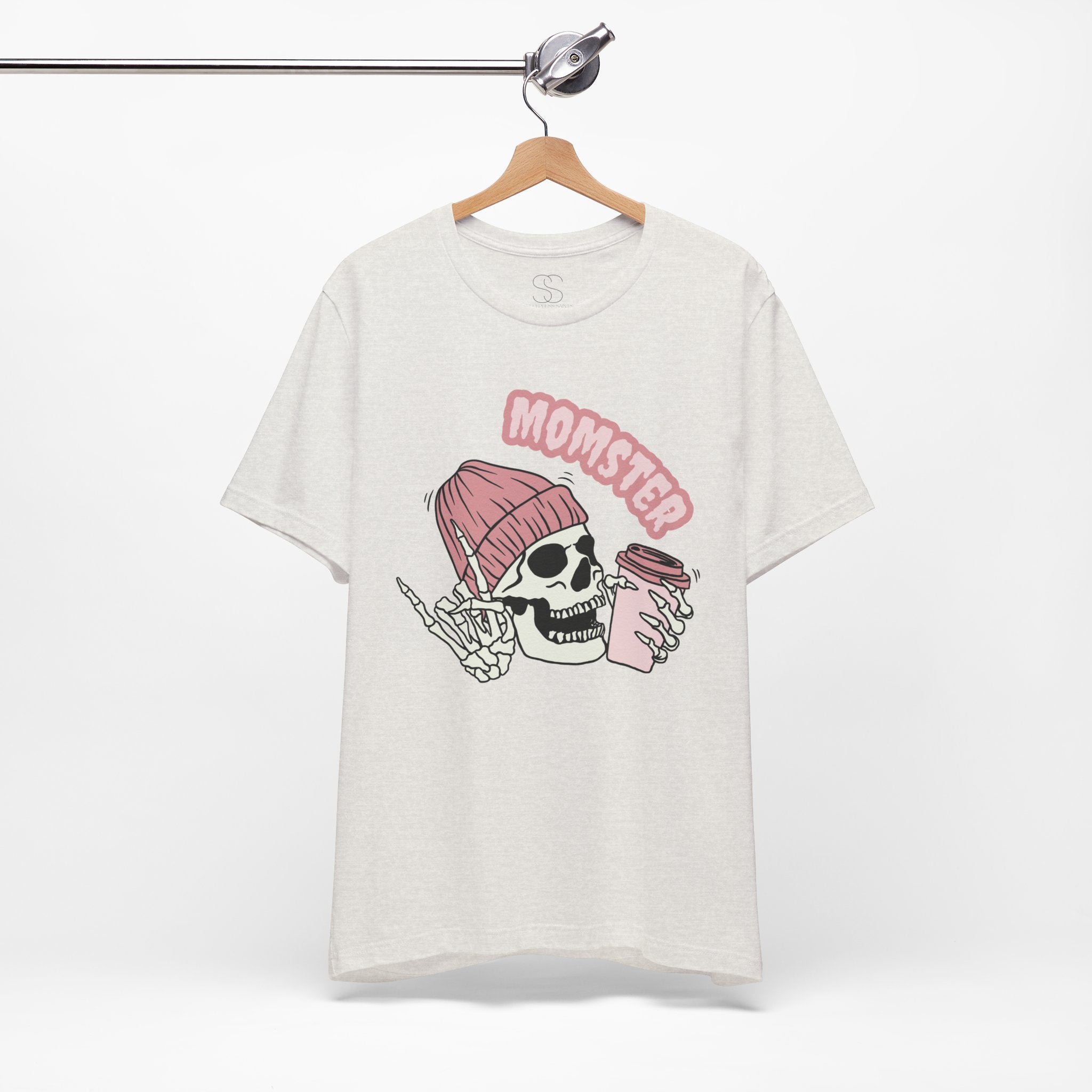 Momster Skull Coffee Tee — Cute Goth Mom T-Shirt