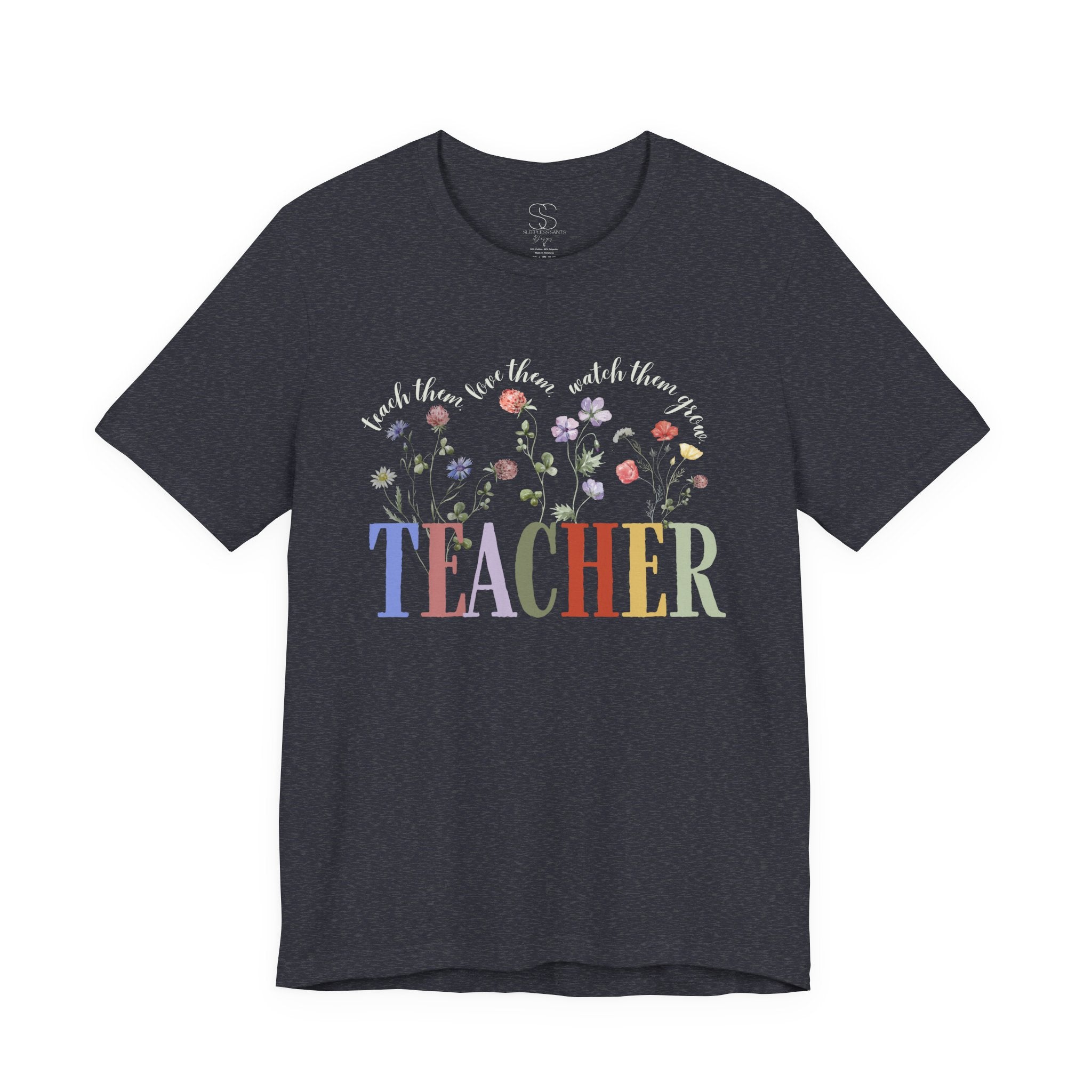 Teacher Floral Tee — 'Teach, Believe, Inspire'