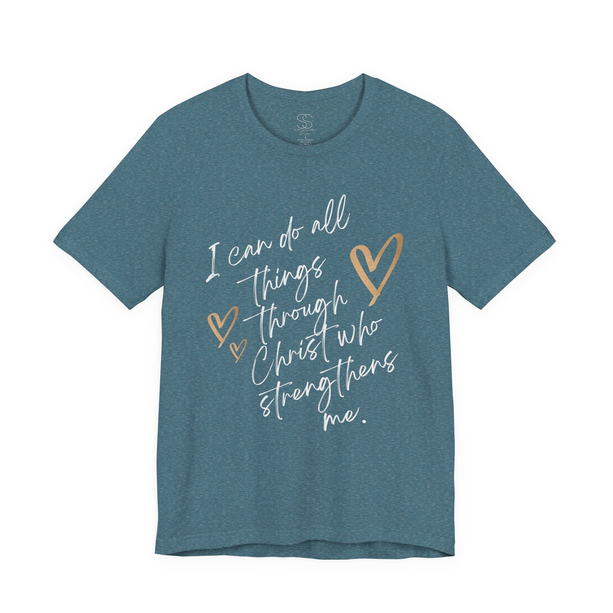 Christian Faith T-Shirt — "I can do all things through Christ who strengthens me" Script Tee