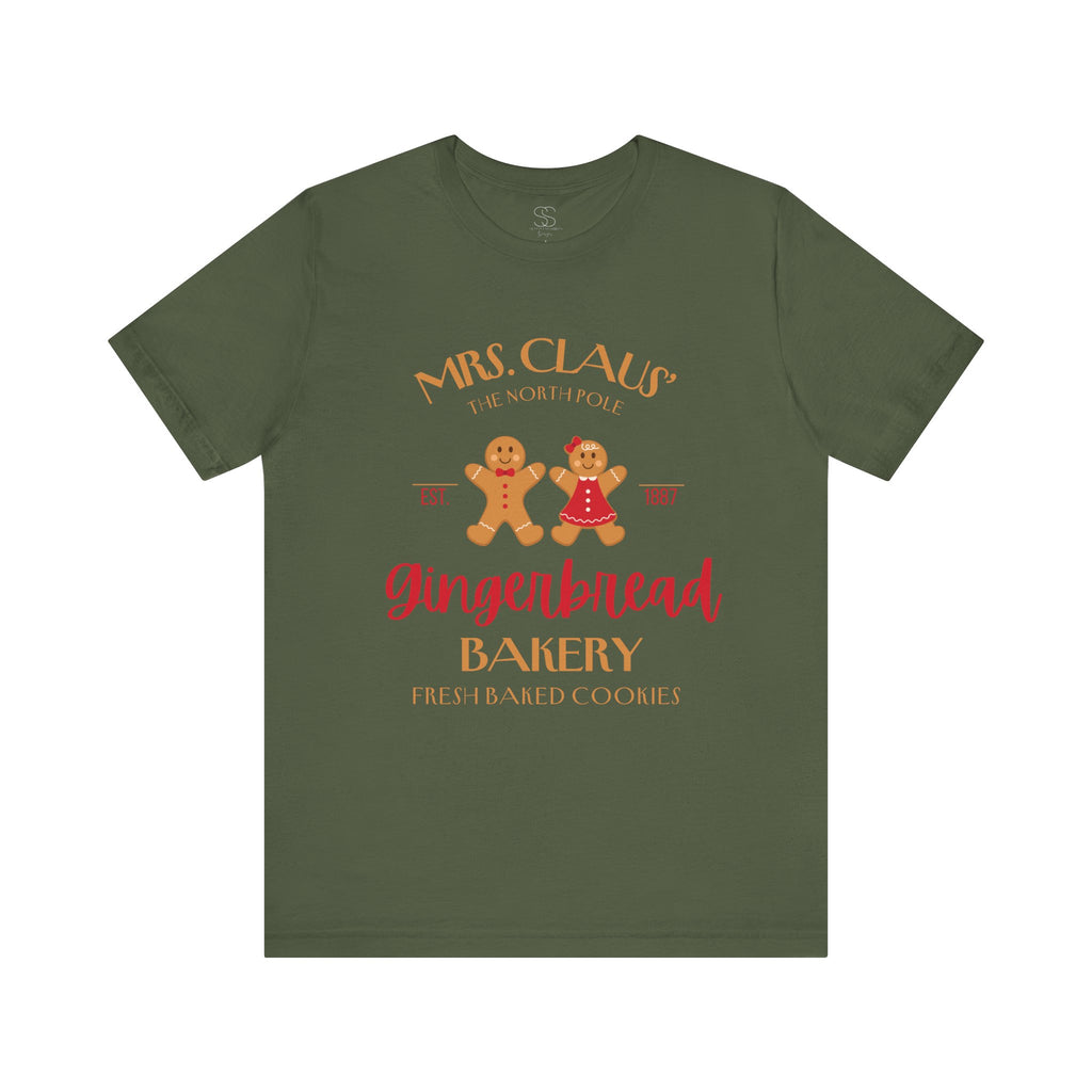 Gingerbread Bakery T‑Shirt – "Mrs. Claus' Gingerbread Bakery" Holiday Tee