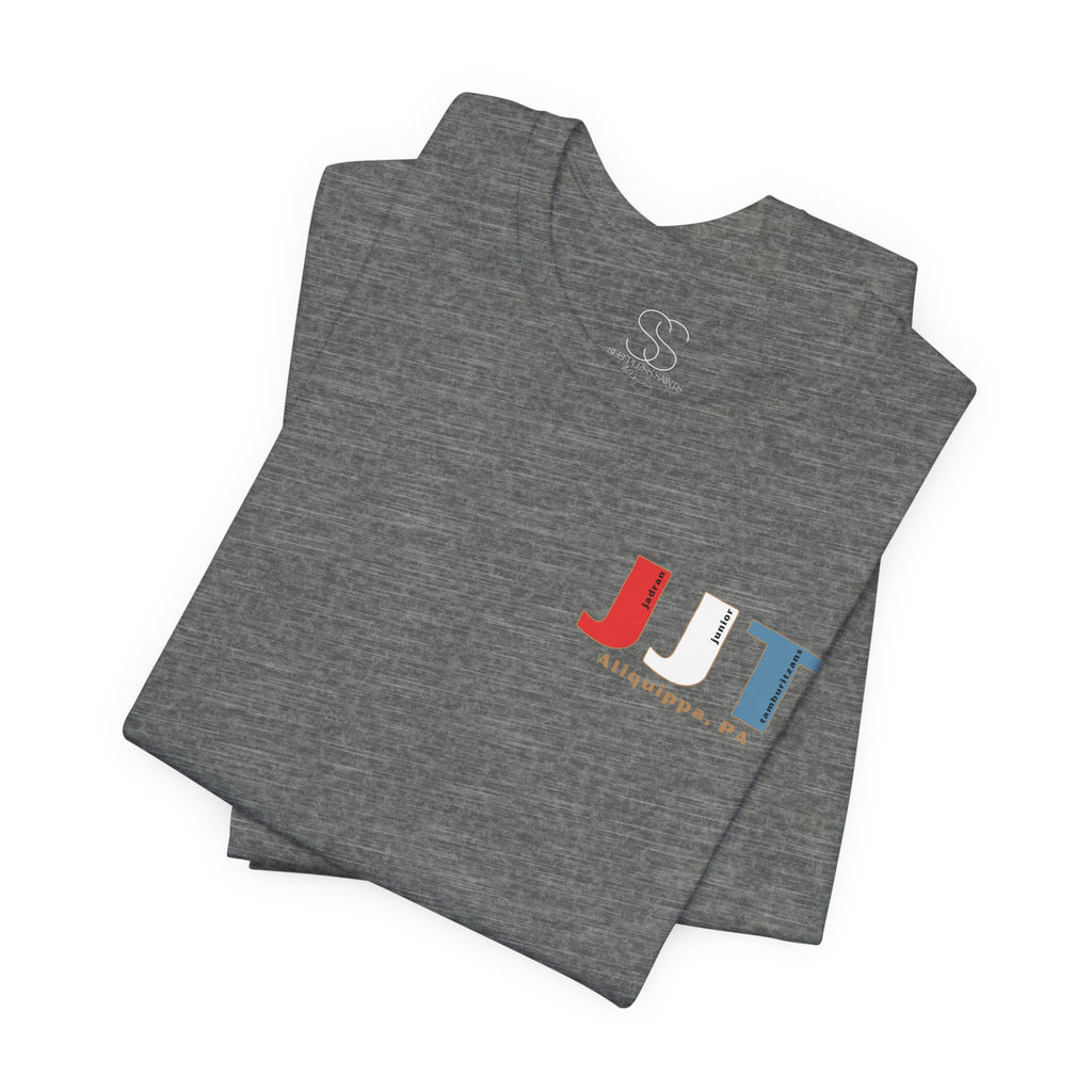 Jadran Junior Tamburitzans Adult T‑Shirt - Tan Lettering & Serbian Logo
