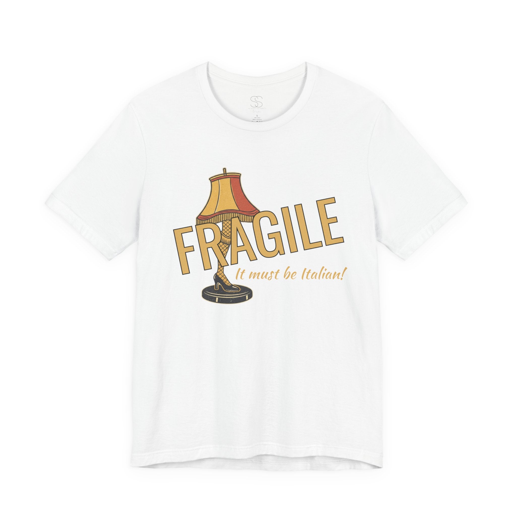 Fragile Lamp Tee — "It Must Be Italian" Retro Graphic T-Shirt