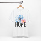 Hope Floral T-Shirt — Inspirational Hope Tee with Blue & Pink Flowers