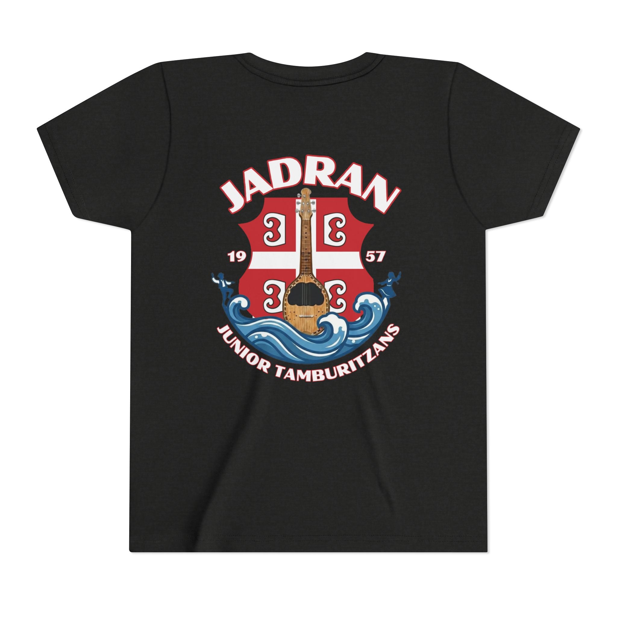 Jadran Junior Tamburitzans Kid Shirt - White and Red Lettering & Serbian Logo