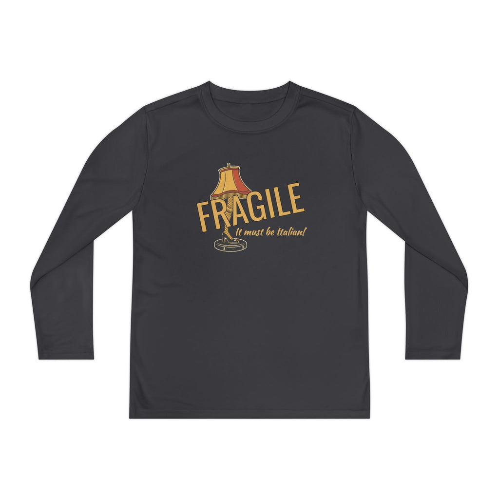 Youth Long Sleeve Tee — "Fragile (It must be Italian)" Design