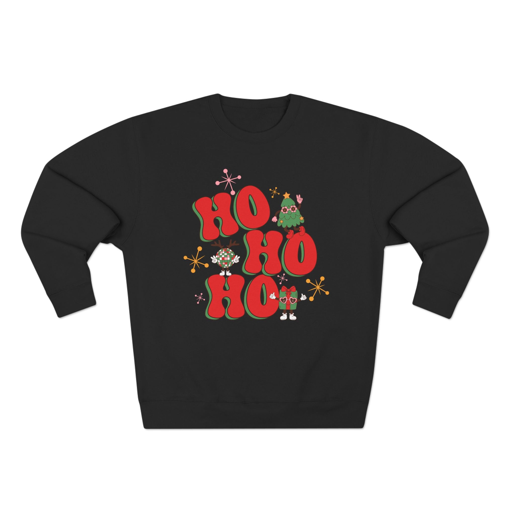 Ho Ho Ho Christmas Sweatshirt — Festive Elf & Reindeer Holiday Crewneck